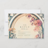 Rust Blue Bloom bruiloft RSVP Kaartje (Voorkant)