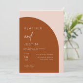 Rust Blush en Terracotta Wedding Invitations Kaart (Staand voorkant)