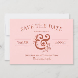 Rust & Blush Floral Ampersand Geen foto Save The Date