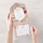 Rust Blush Herfst Boho Floral Lijst Blush No Dinne All In One Uitnodiging (Afscheurbaar)