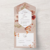 Rust Blush Herfst Boho Floral Lijst Blush No Dinne All In One Uitnodiging (Binnen)