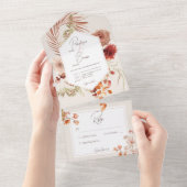 Rust Blush Herfst Boho Floral Lijst Cream No Dinne All In One Uitnodiging (Afscheurbaar)