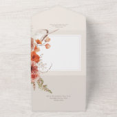 Rust Blush Herfst Boho Floral Lijst Cream QR Code All In One Uitnodiging (Buitenkant)