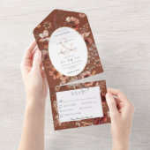 Rust & Blush Wilde bloemen Lijst Dinner All In One Uitnodiging (Afscheurbaar)