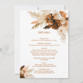 Rust Bohemen en Pampas Grass Wedding Details Kaart (Voorkant)