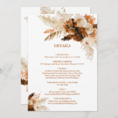 Rust Bohemen en Pampas Grass Wedding Details Kaart (Voorkant / Achterkant)
