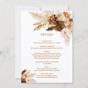 Rust Bohemen en Pampas Grass Wedding Details Kaart
