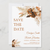 Rust Bohemian en Pampas Grass Stylish Save The Date (Voorkant)