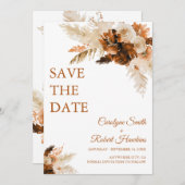 Rust Bohemian en Pampas Grass Stylish Save The Date (Voorkant / Achterkant)