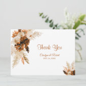 Rust Bohemian en Pampas Grass Wedding Bedankkaart (Staand voorkant)