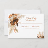 Rust Bohemian en Pampas Grass Wedding RSVP Card (Voorkant)