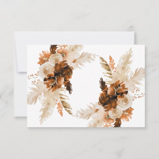 Rust Bohemian en Pampas Grass Wedding RSVP Card (Achterkant)