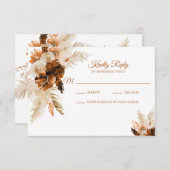 Rust Bohemian en Pampas Grass Wedding RSVP Card (Voorkant / Achterkant)