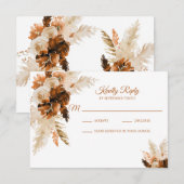 Rust Bohemian en Pampas Grass Wedding RSVP Card Kaartje (Voorkant / Achterkant)