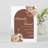 Rust Boho Bloemen Huwelijksuitnodiging Kaart (Staand voorkant)