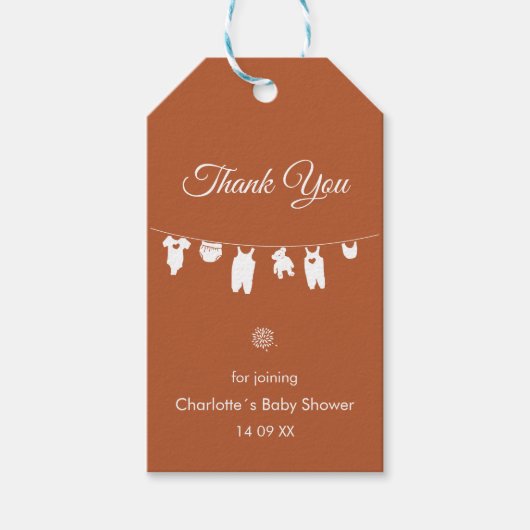 Rust Boho Elegant Bedankt Baby shower Cadeaulabel (Voorkant)