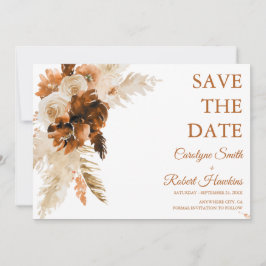 Rust Boho en Pampas Grass Stylish Save The Date