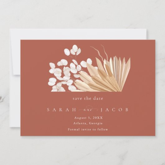 Rust Boho Fall Wedding Save The Date (Voorkant)