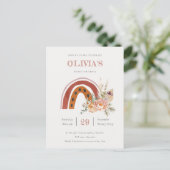 Rust Boho Floral Rainbow Any Age Birthday Budget Briefkaart (Staand voorkant)
