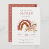 Rust Boho Floral Rainbow Any Age Birthday Budget Briefkaart (Voorkant / Achterkant)