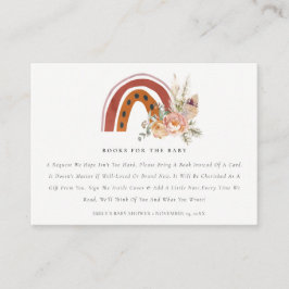Rust Boho Floral Rainbow Books Verzoek om Baby sho Informatiekaartje