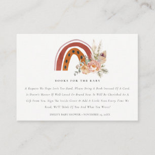 Rust Boho Floral Rainbow Books Verzoek om Baby sho Informatiekaartje