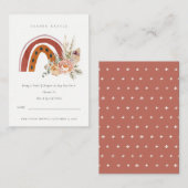 Rust Boho Floral Rainbow Diaper Raffle Baby shower Informatiekaartje (Voorkant / Achterkant)