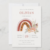 Rust Boho Floral Rainbow Elke zondag Nodig Bedankkaart (Voorkant)