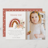 Rust Boho Floral Rainbow Foto Elke dag van de Age Bedankkaart (Voorkant / Achterkant)