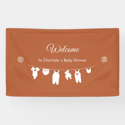 Rust Boho Minimalistisch Baby shower Welkom Spandoek (Horizontaal)