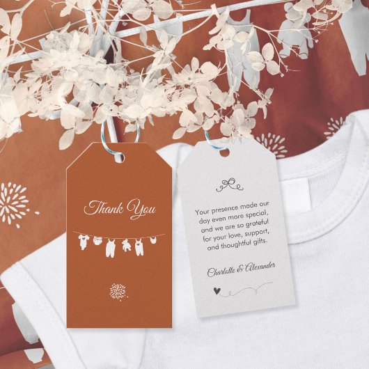 Rust Boho Minimalistisch Genderneutraal Baby showe Cadeaulabel