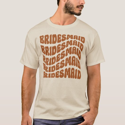 Rust Boho Retro Bachelorette Party Bridesmaid T-shirt (Voorkant)