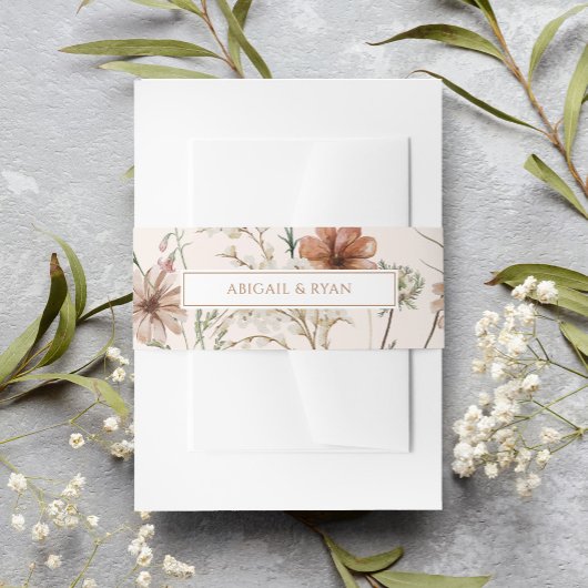 Rust Boho Wildflower Bloemen Vlinder bruiloft Uitnodigingen Wikkel