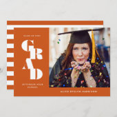 Rust Bold Serif Single Photo Afstuderen Aankondiging (Voorkant / Achterkant)