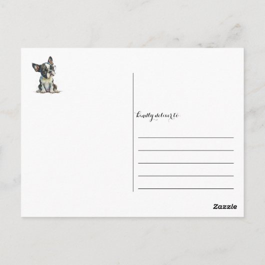Rust "Boston" gezicht Boston puppy glazen bloemig Briefkaart (Achterkant)