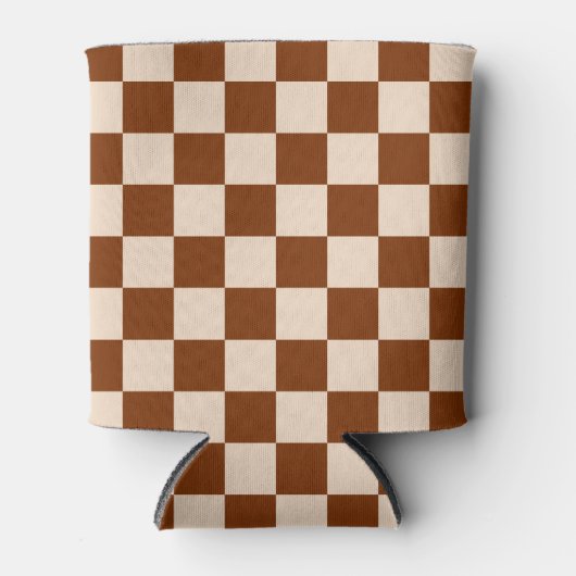 Rust brown and beige checkerboard pattern blikjeskoeler (Voorkant)