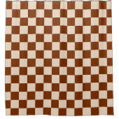 Rust brown and beige checkerboard pattern douchegordijn (Voorkant)