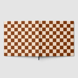 Rust brown and beige checkerboard pattern gastenboek