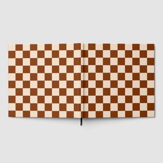 Rust brown and beige checkerboard pattern gastenboek (Volledig)