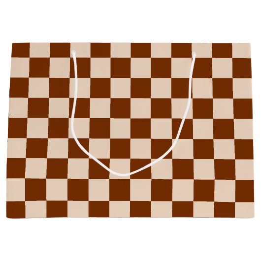 Rust brown and beige checkerboard pattern groot cadeauzakje (Voorkant)