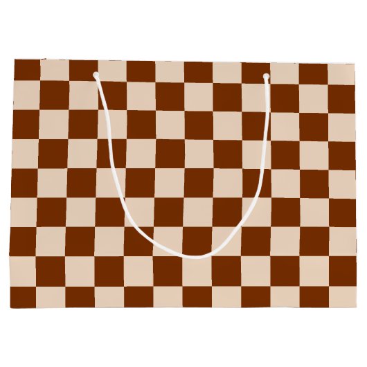 Rust brown and beige checkerboard pattern groot cadeauzakje (Achterkant)