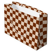 Rust brown and beige checkerboard pattern groot cadeauzakje (Achterkant Gekanteld)