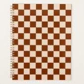 Rust brown and beige checkerboard pattern planner (Voorkant)