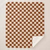 Rust brown and beige checkerboard pattern sherpa deken (Voorkant)