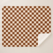 Rust brown and beige checkerboard pattern sherpa deken (Voorkant (horizontaal))