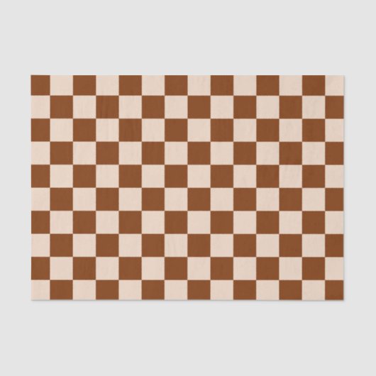 Rust brown and beige checkerboard pattern tissuepapier (Voorkant)