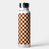 Rust brown and beige checkerboard pattern waterfles (Rechts)