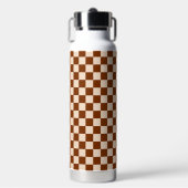 Rust brown and beige checkerboard pattern waterfles (Voorkant)