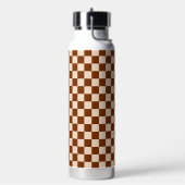 Rust brown and beige checkerboard pattern waterfles (Links)