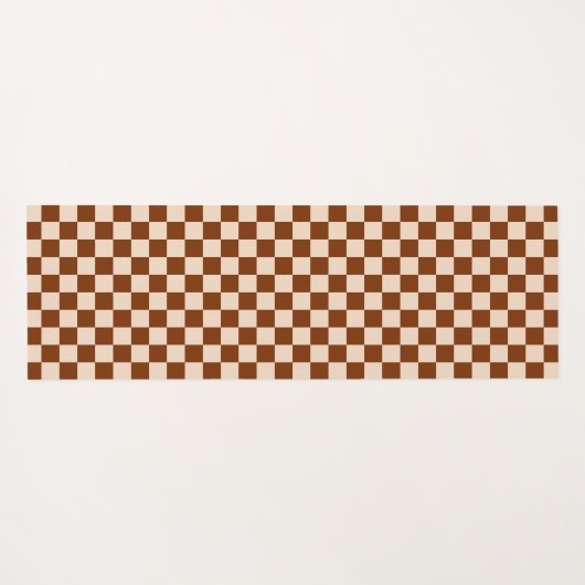 Rust brown and beige checkerboard pattern yogamat (Achterkant (horizontaal))